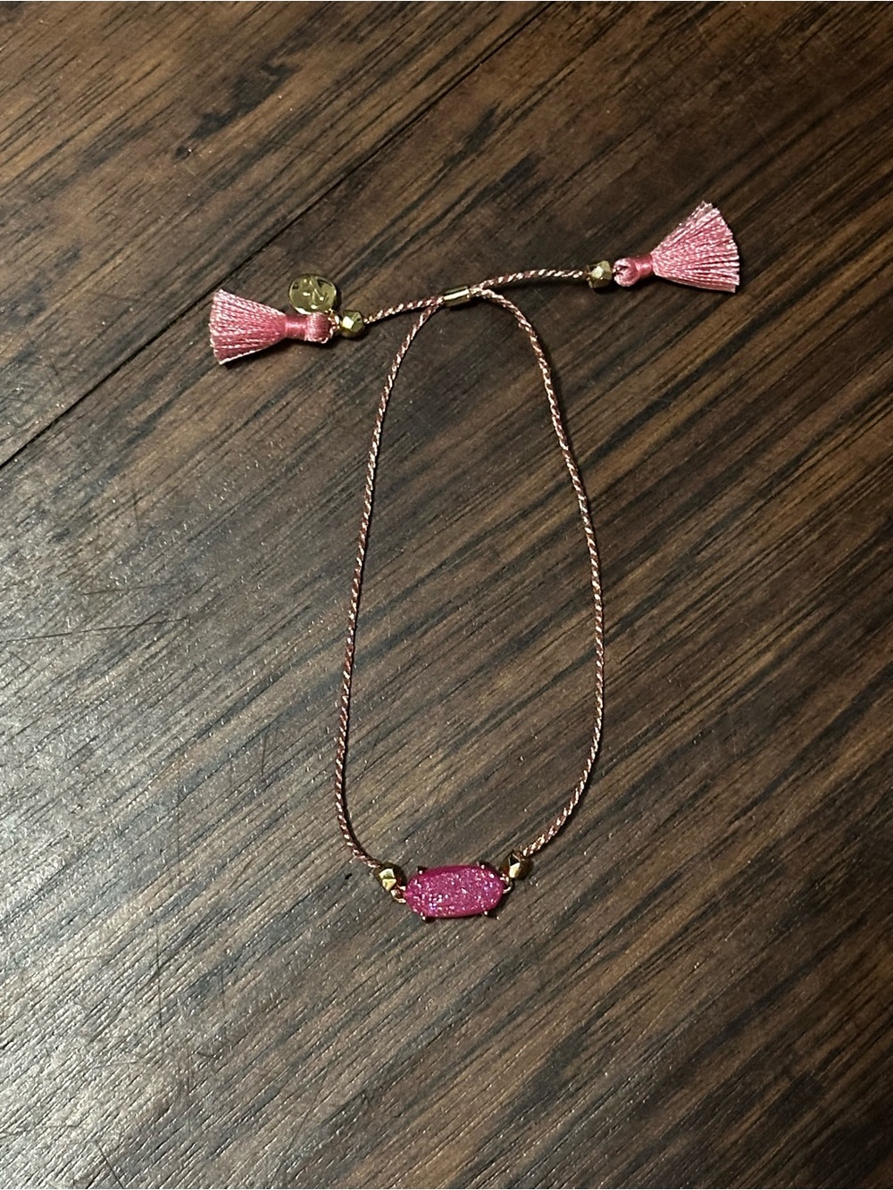 Kendra Scott Pink Druzy Adjustable Tassel Bracelet